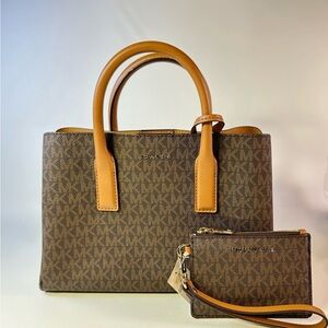 NWT Michael Kors Brown Small Ruthie Satchel & Jet Set Small Coin Purse